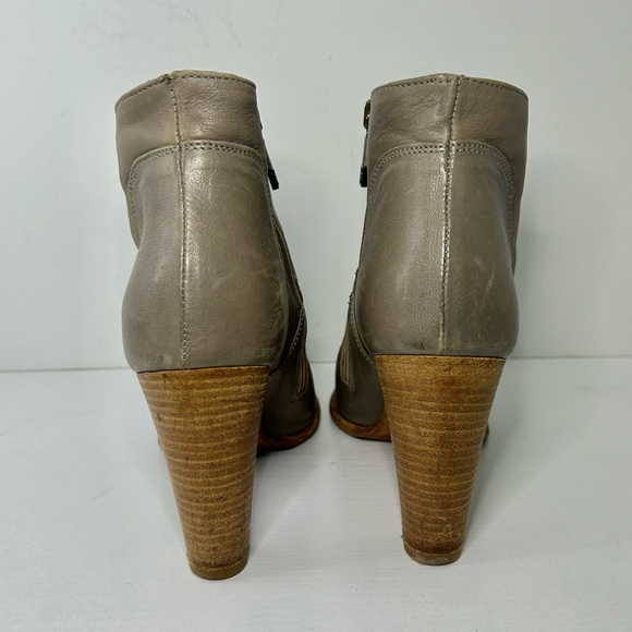 Alberto Fermani Taupe Leather Heel Side Zip Ankle Bootie Boots Size 38 EU 7.5 US - Picture 7 of 15